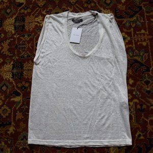 ISABEL MARANT White Linen Sheer Sleeveless Tank Top Scoop Neck Small S